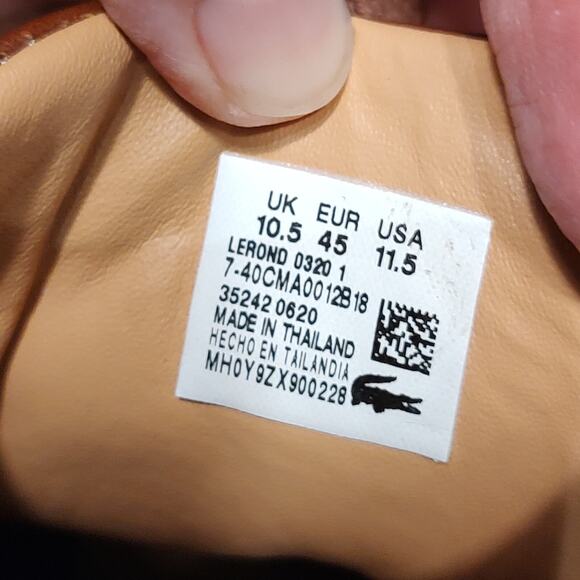 Lacoste Lerond 0320 1 CMA Leather Sneakers Lace Up Cma Brown/White Men's Sz 11.5 - Picture 12 of 12